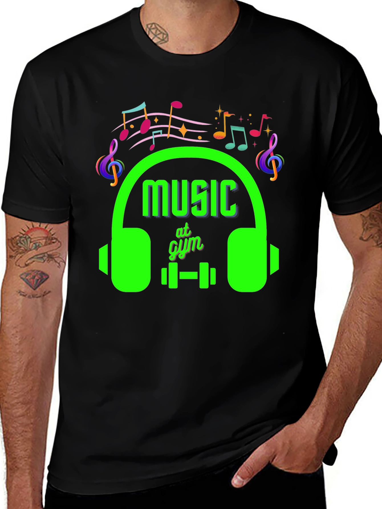 Music at Gym Black T-Shirt
