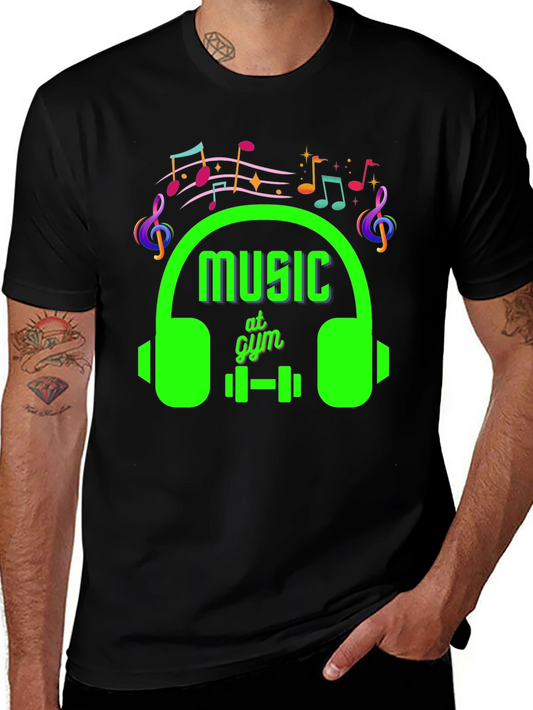 Music at Gym Black T-Shirt