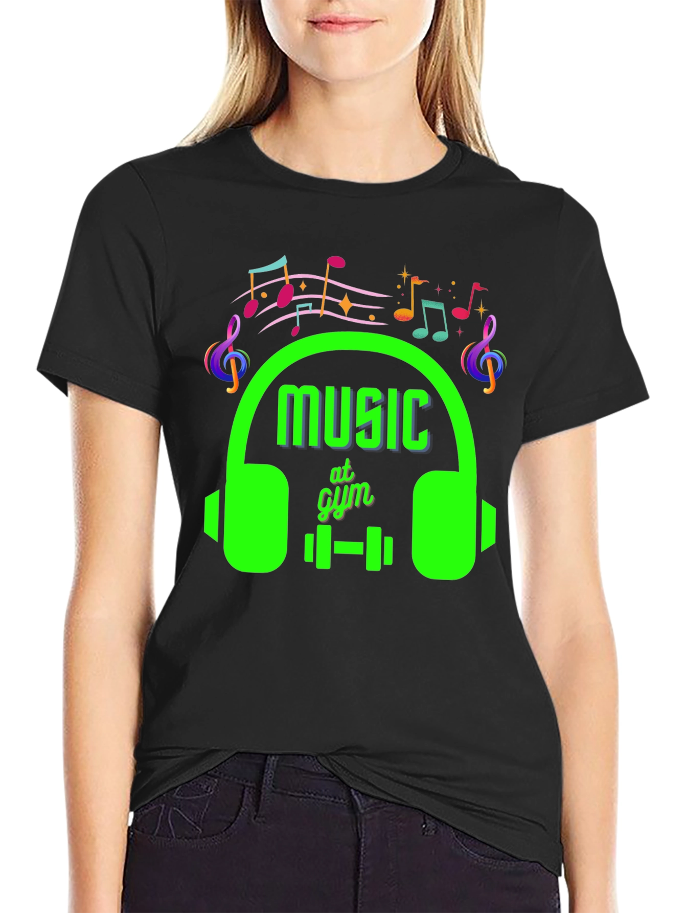 Music at Gym Black T-Shirt