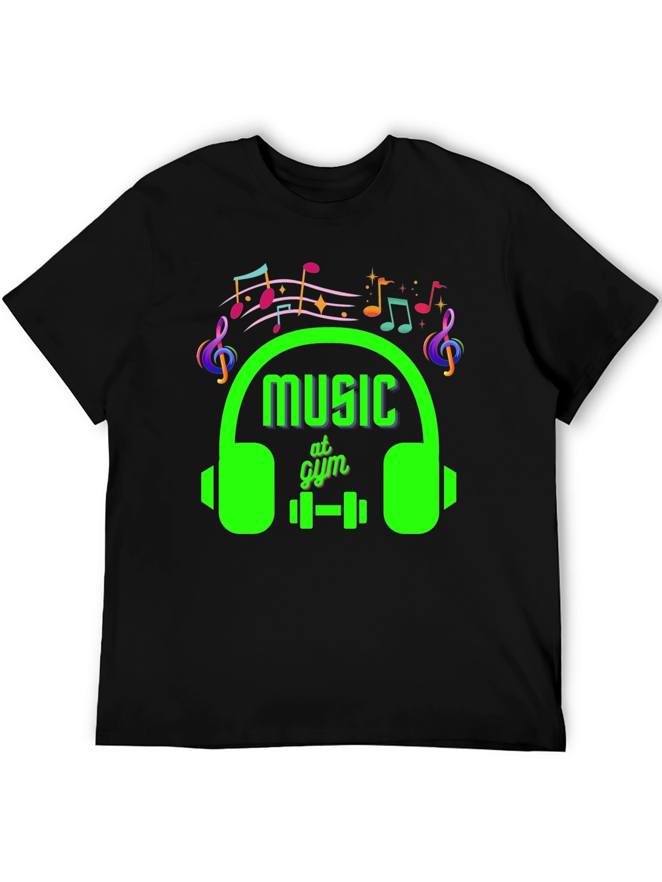 Music at Gym Black T-Shirt