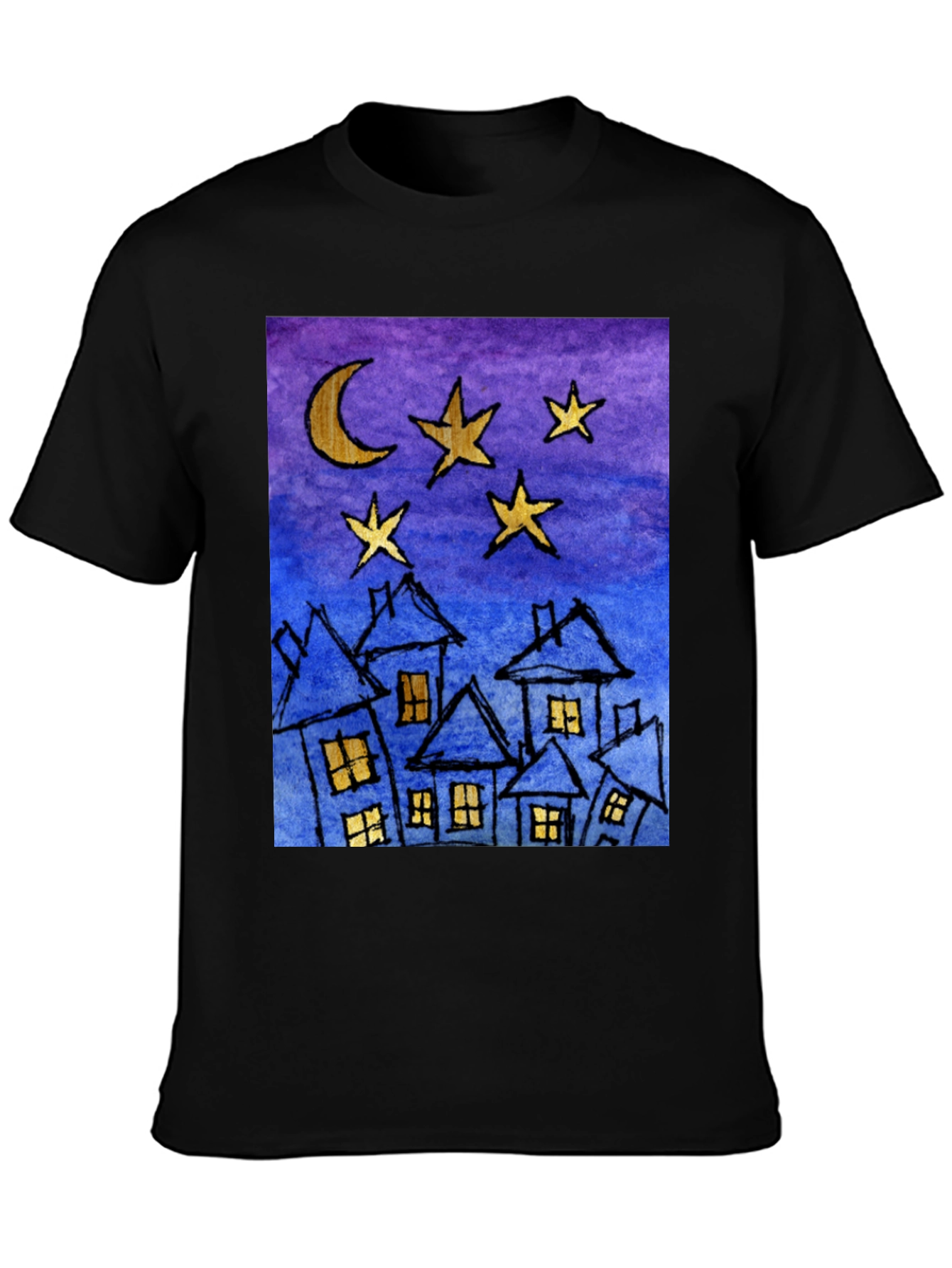 Starry Night Houses T-Shirt