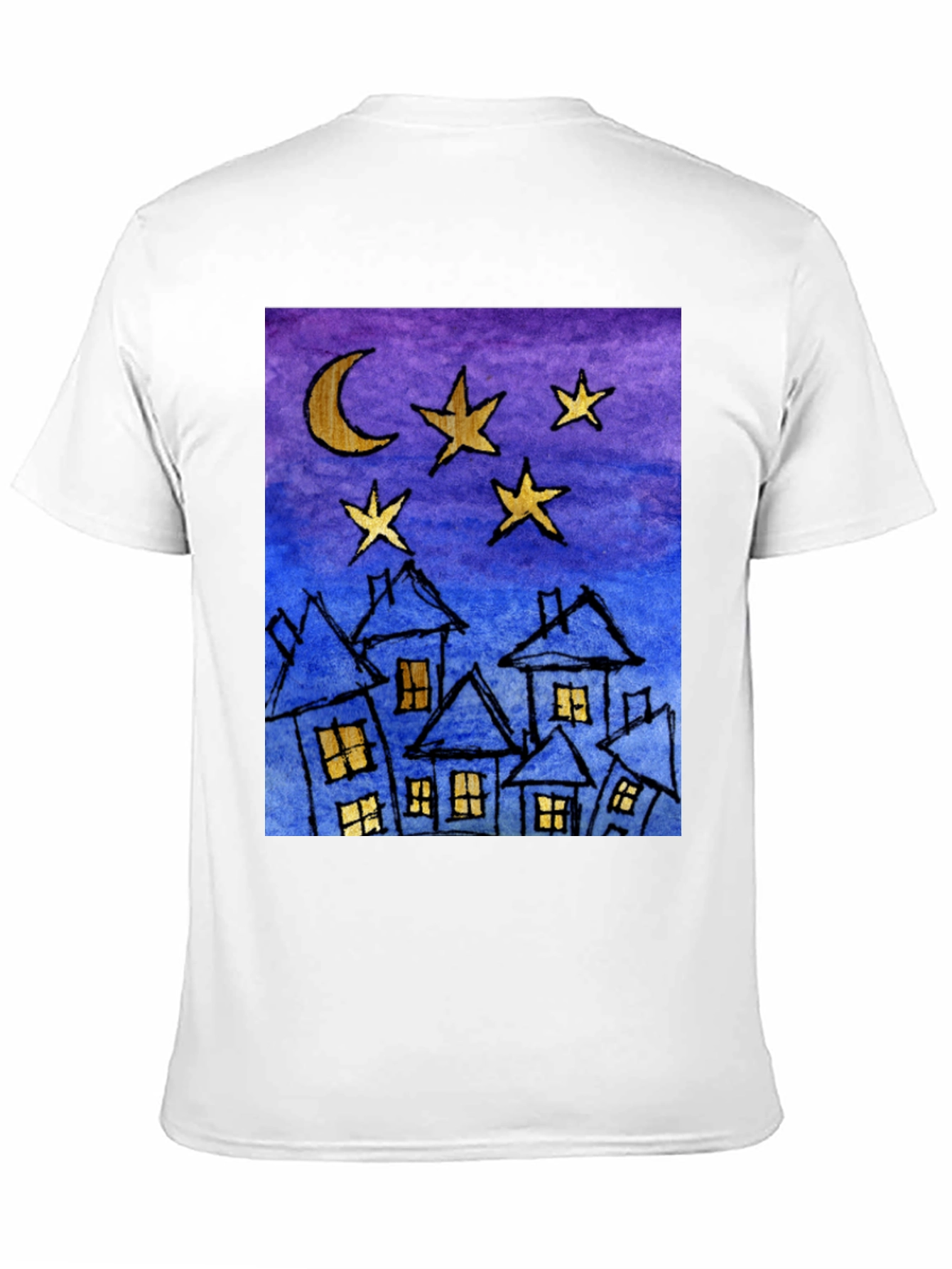 Starry Night Houses T-Shirt