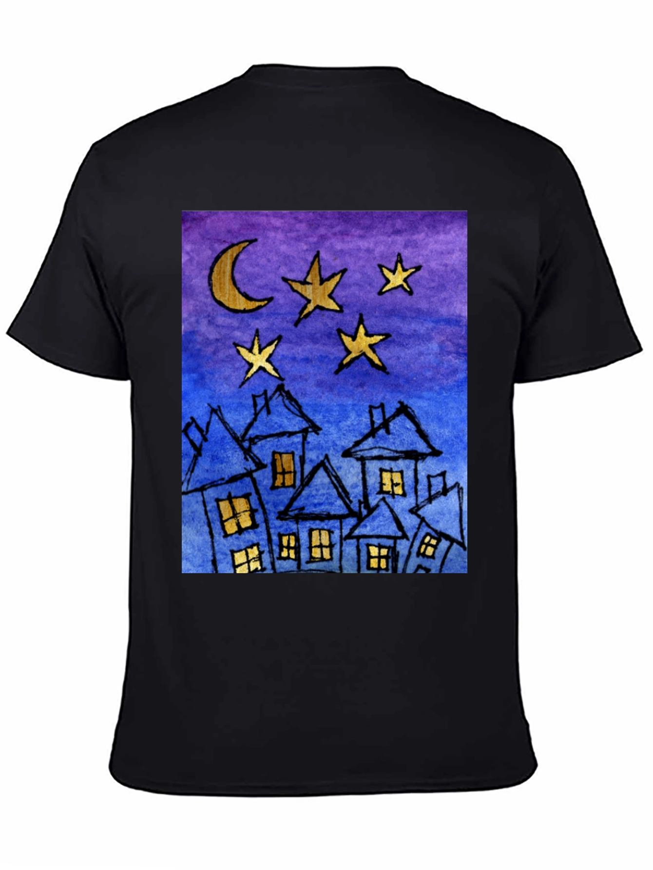 Starry Night Houses T-Shirt