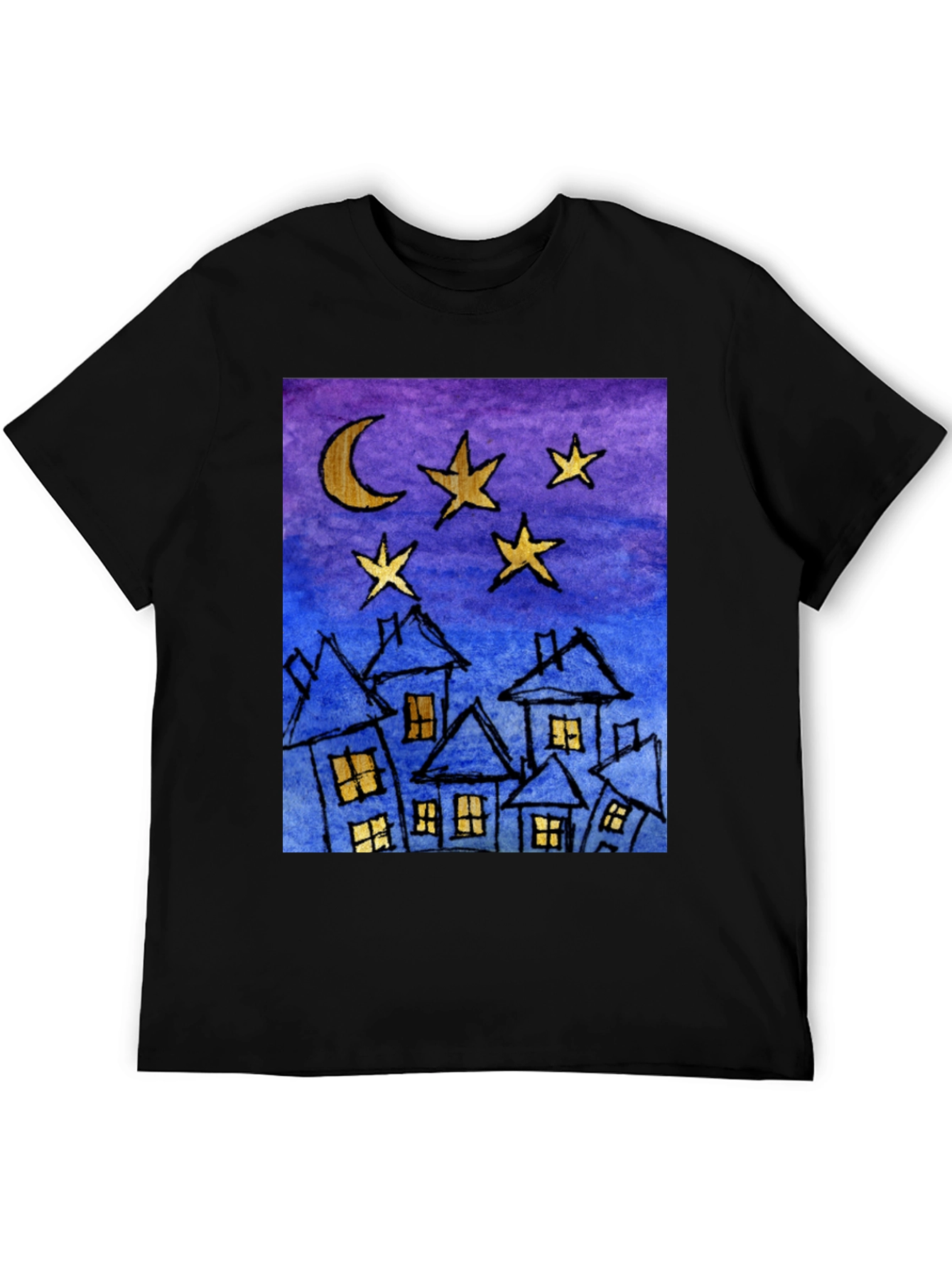 Starry Night Houses T-Shirt