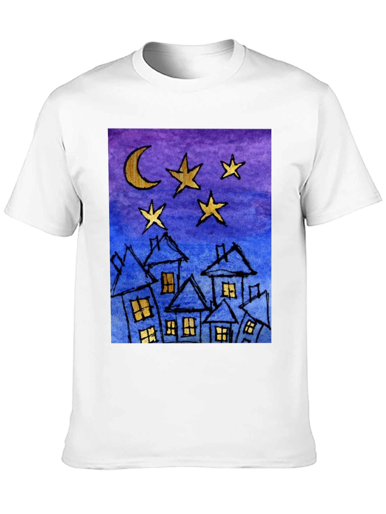 Starry Night Houses T-Shirt