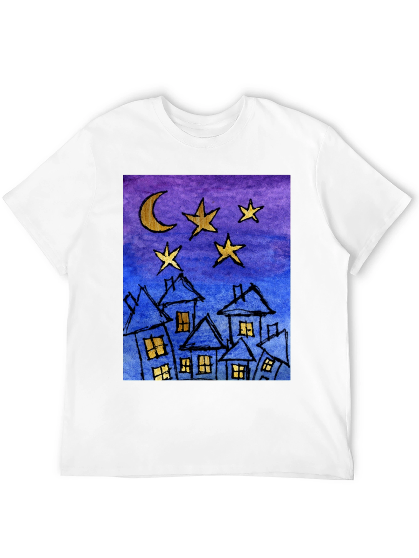Starry Night Houses T-Shirt