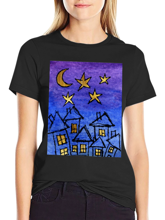 Starry Night Houses T-Shirt