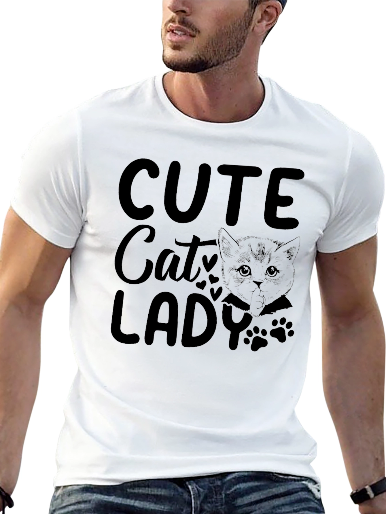 Cute Cat Lady Black T-Shirt