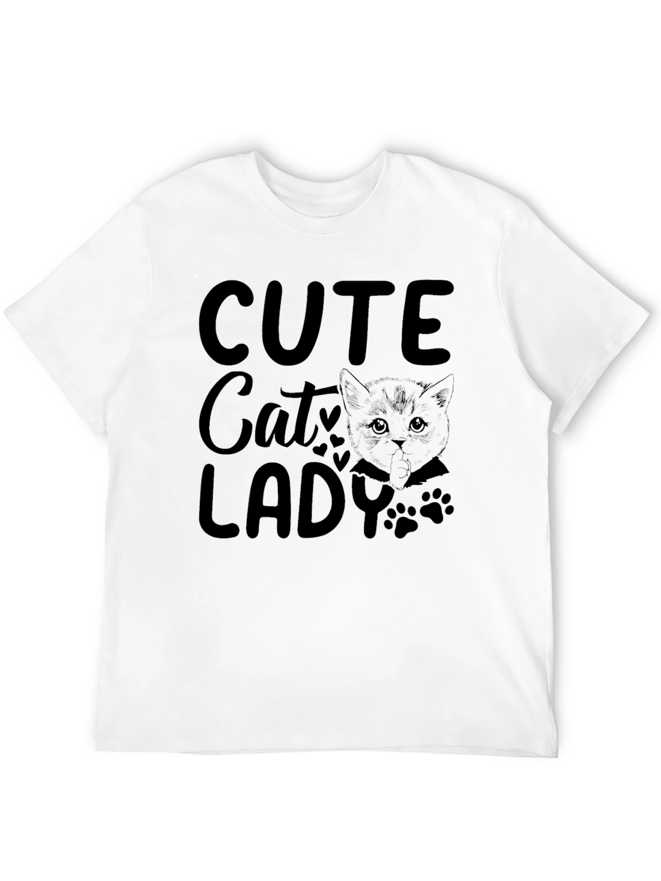 Cute Cat Lady Black T-Shirt