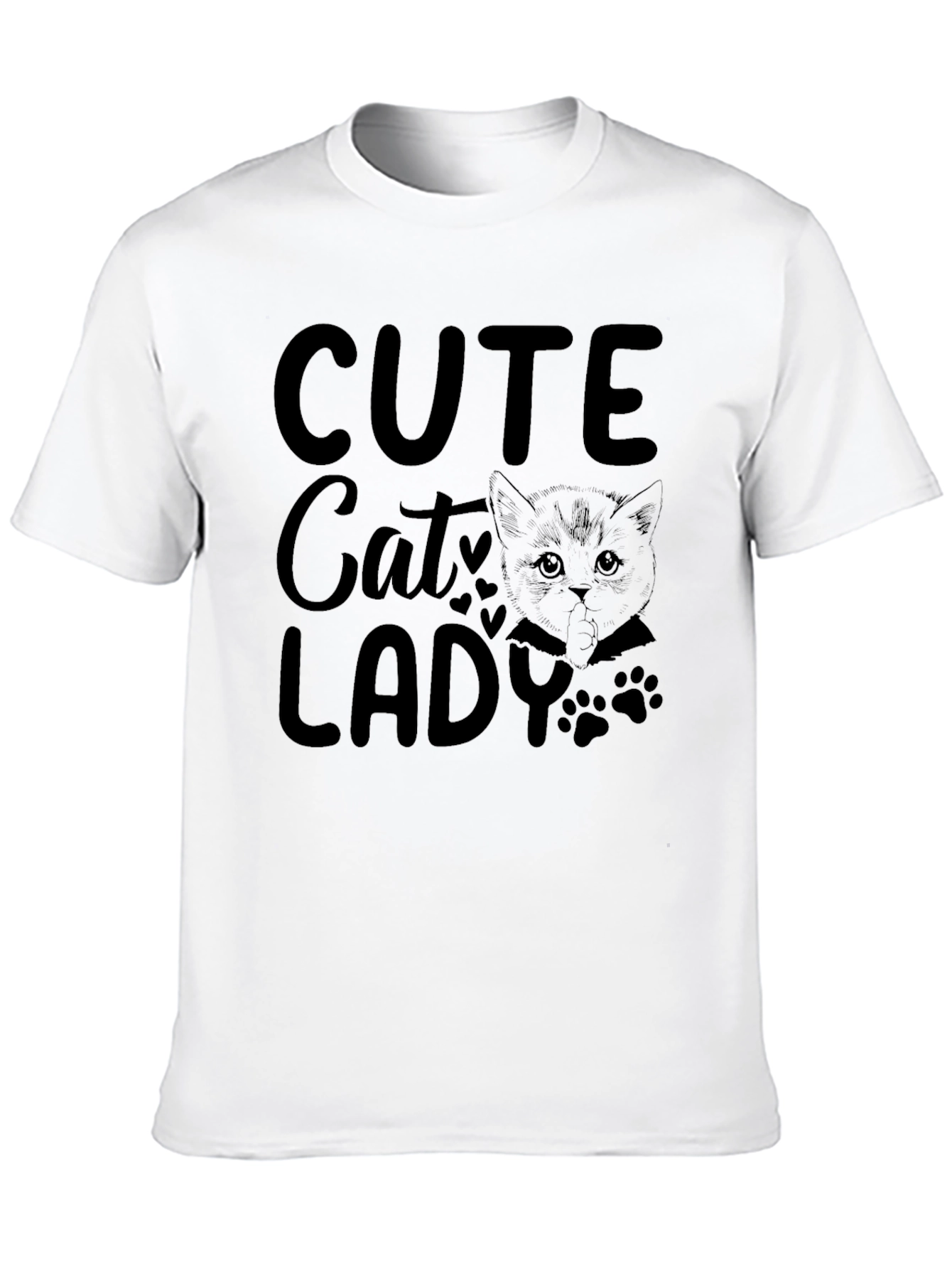 Cute Cat Lady Black T-Shirt