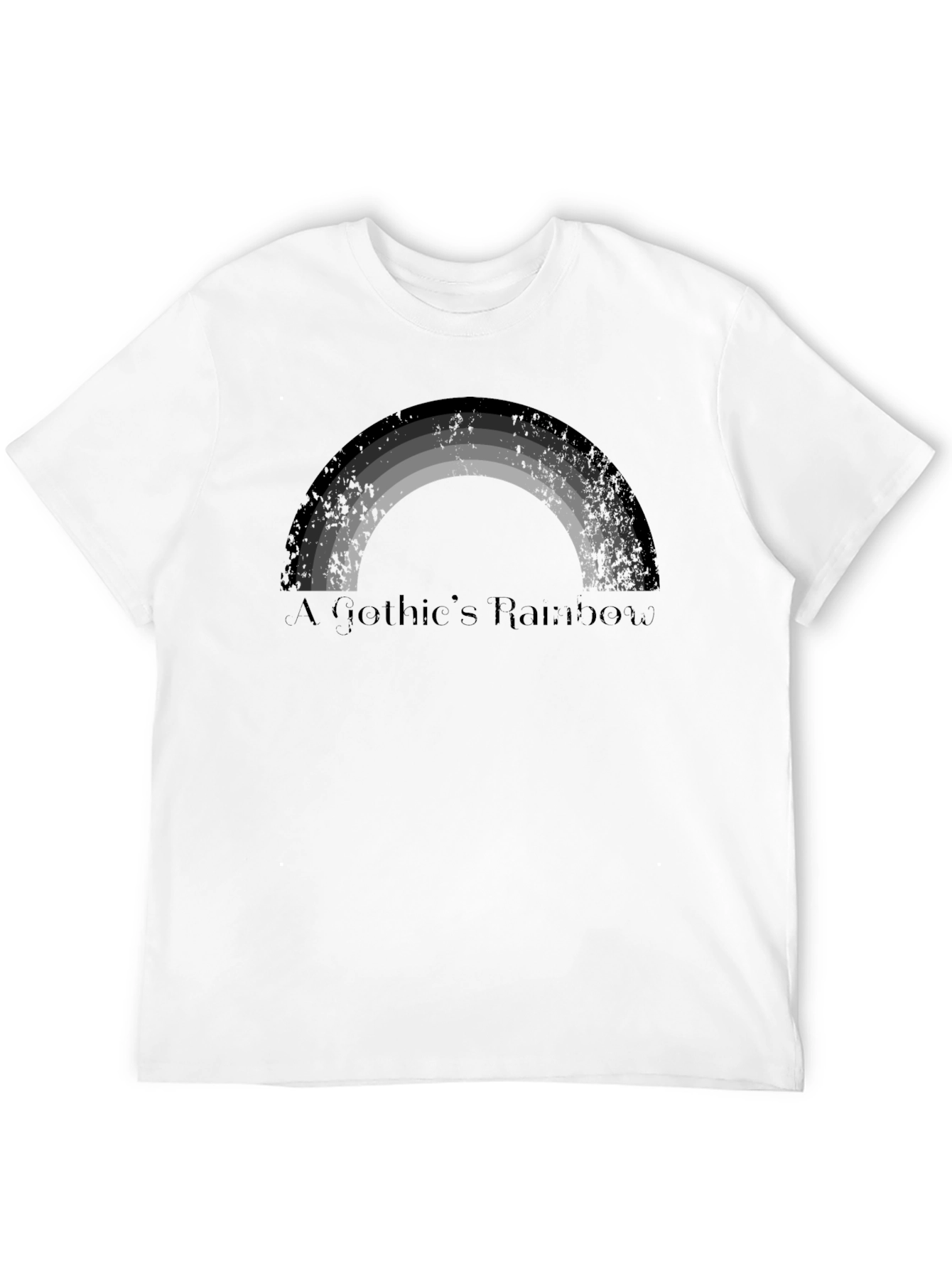 Gothic Rainbow Tee - Unique Gray Scale Design