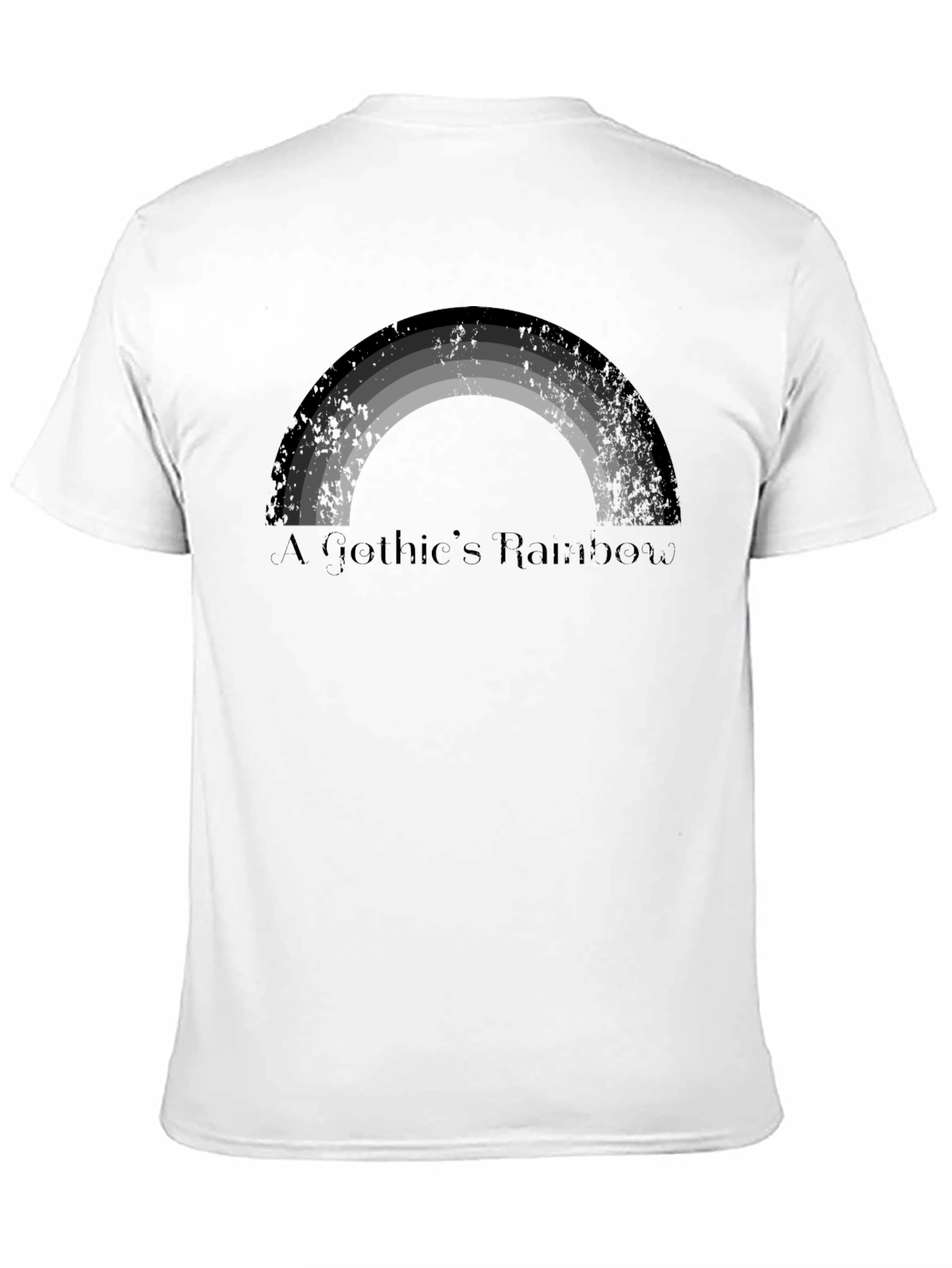Gothic Rainbow Tee - Unique Gray Scale Design