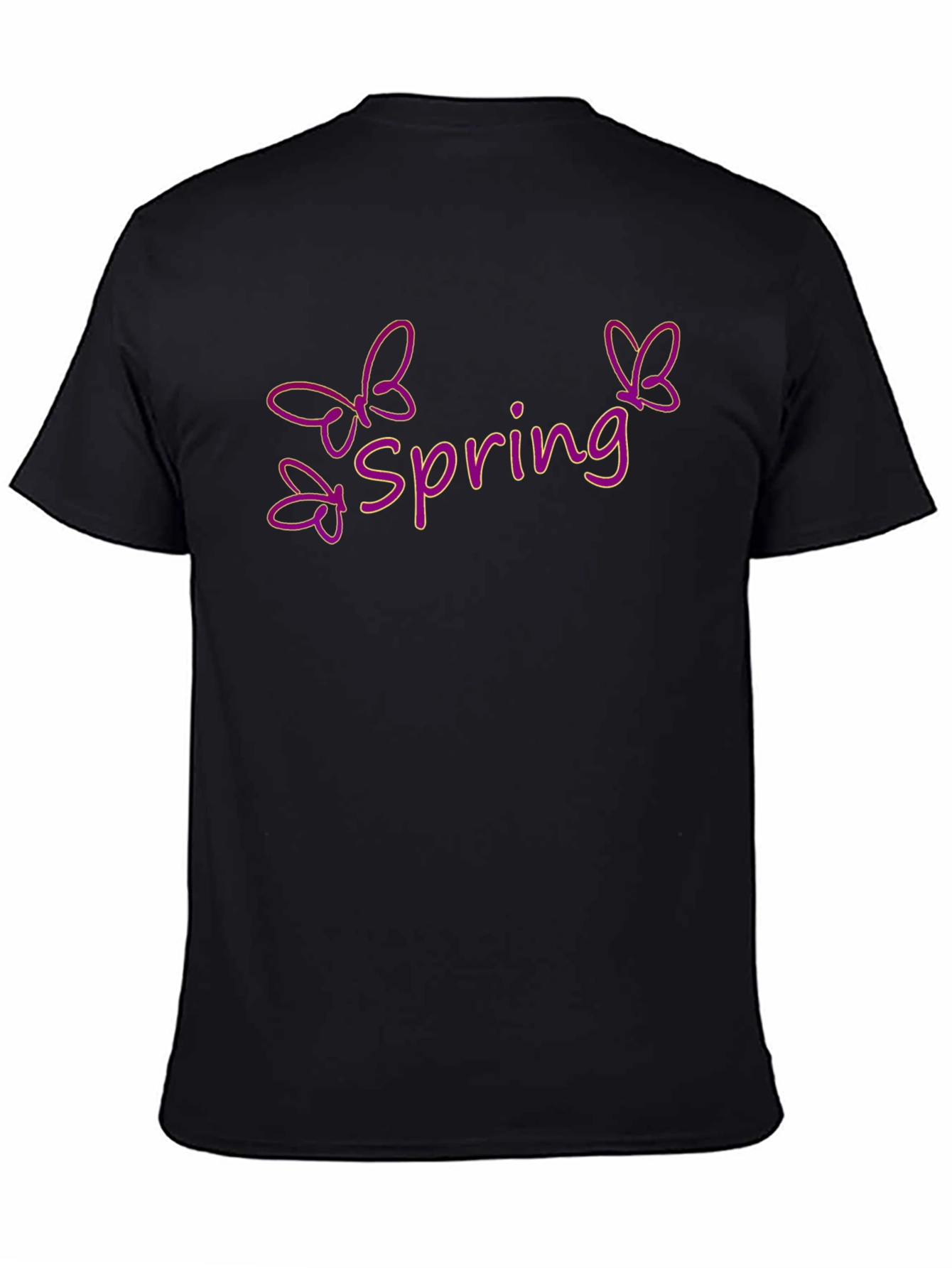 Spring Butterfly Graphic Tee - Black