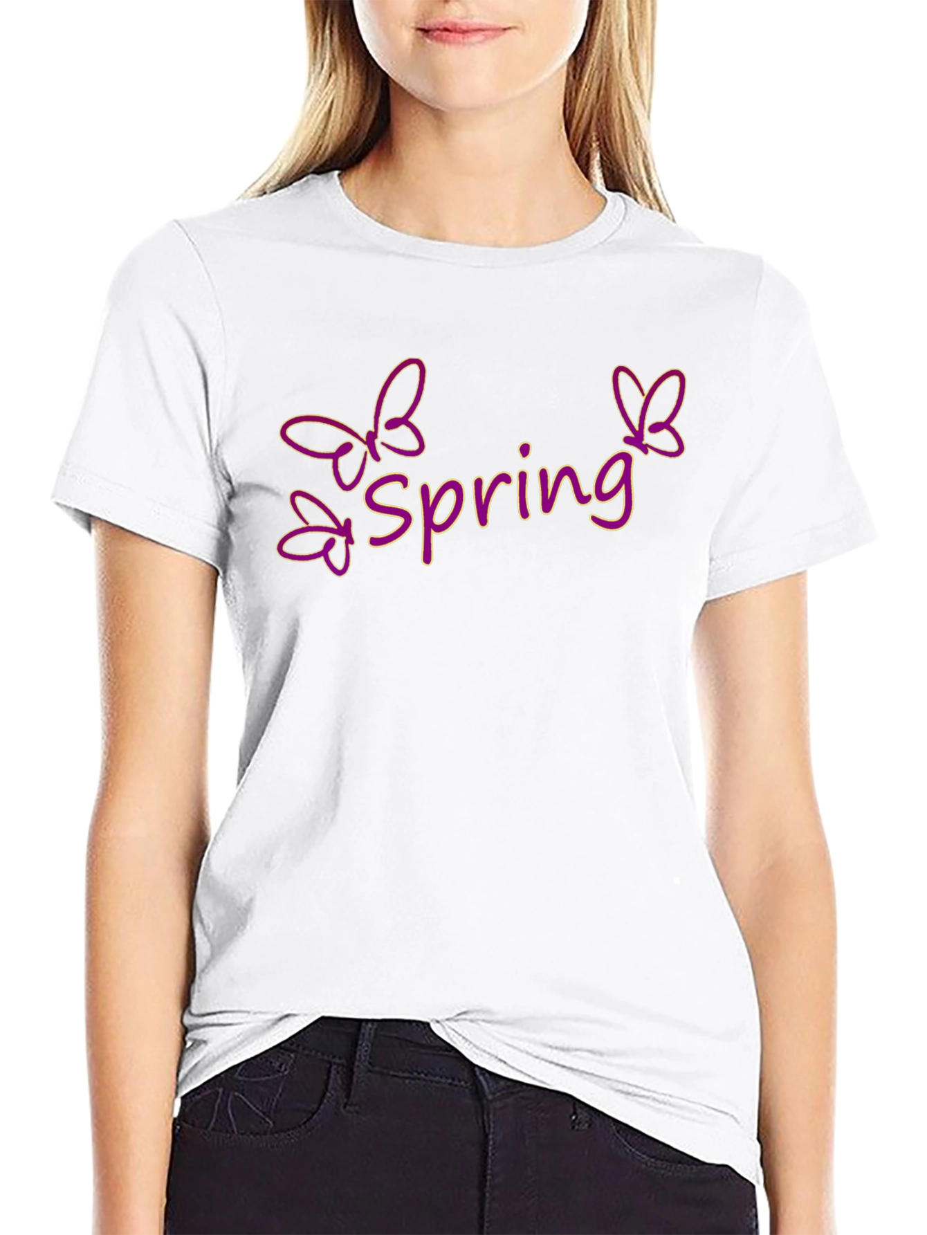 Spring Butterfly Graphic Tee - Black