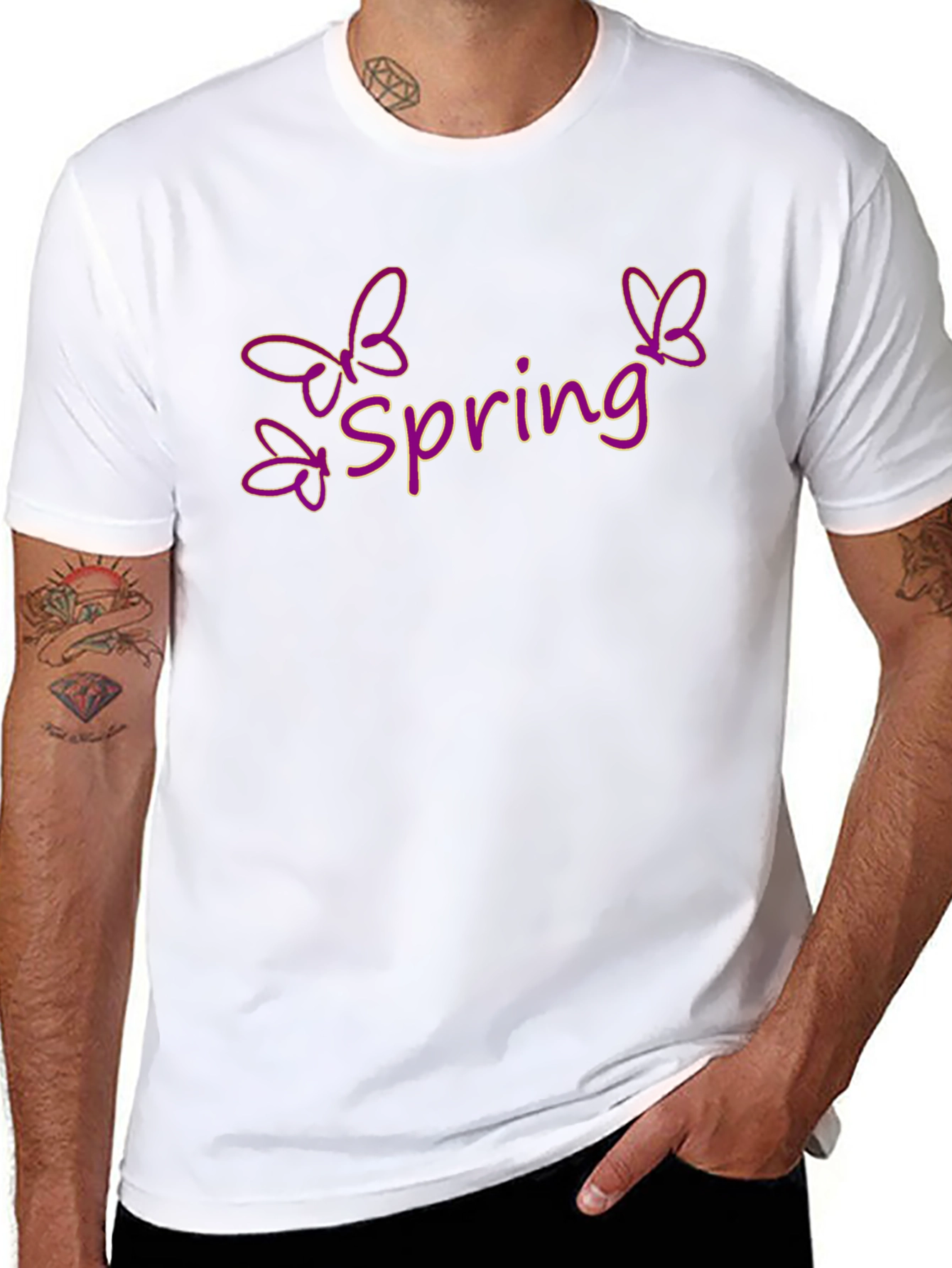 Spring Butterfly Graphic Tee - Black
