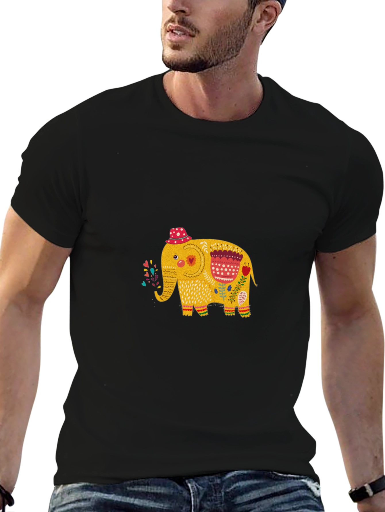 Elephant Graphic Black T-Shirt