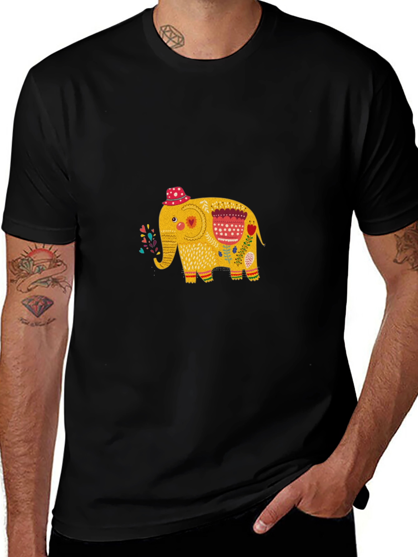 Elephant Graphic Black T-Shirt