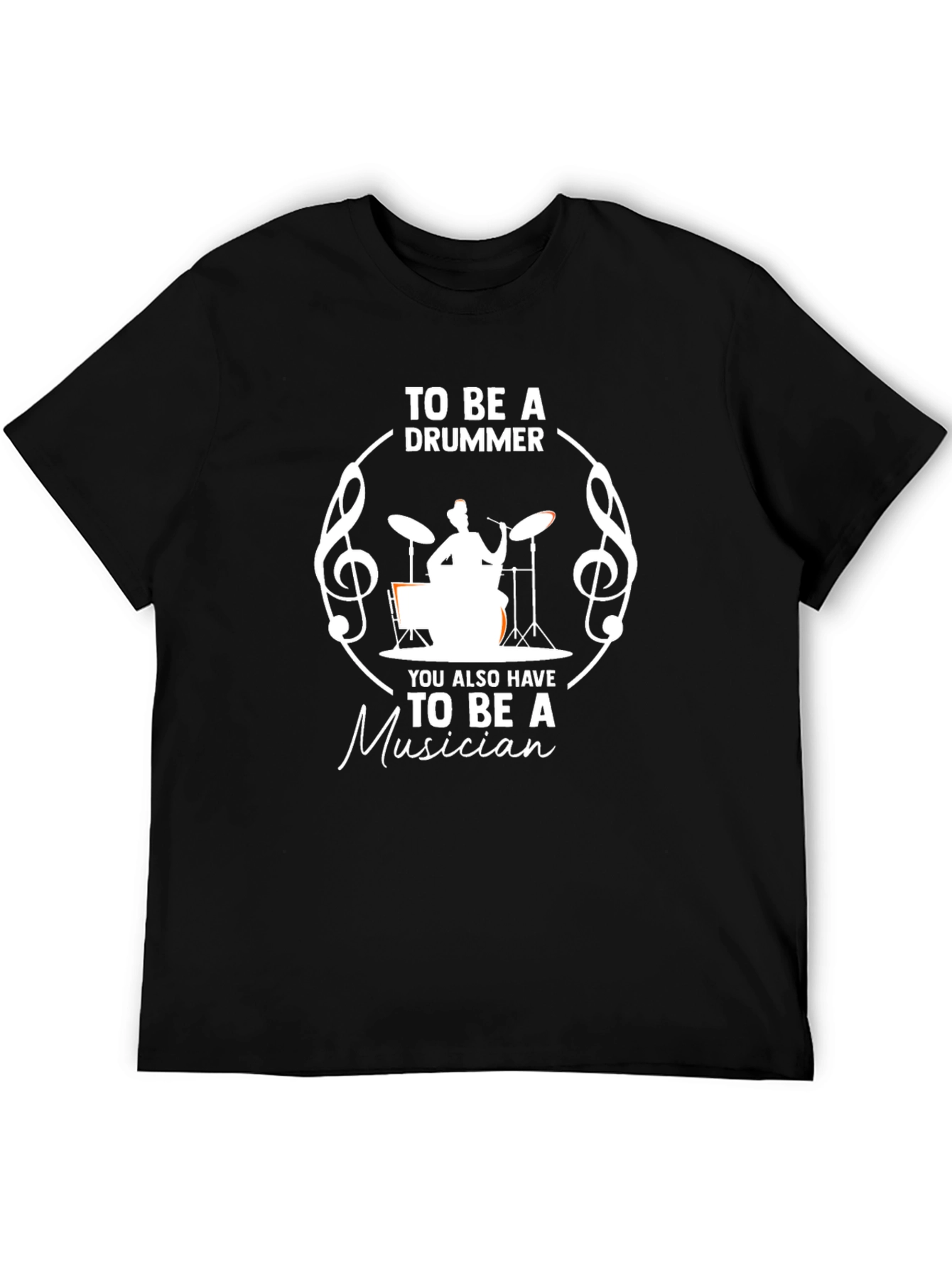 Drummer Musician Graphic Tee - Black Cotton T-Shirt