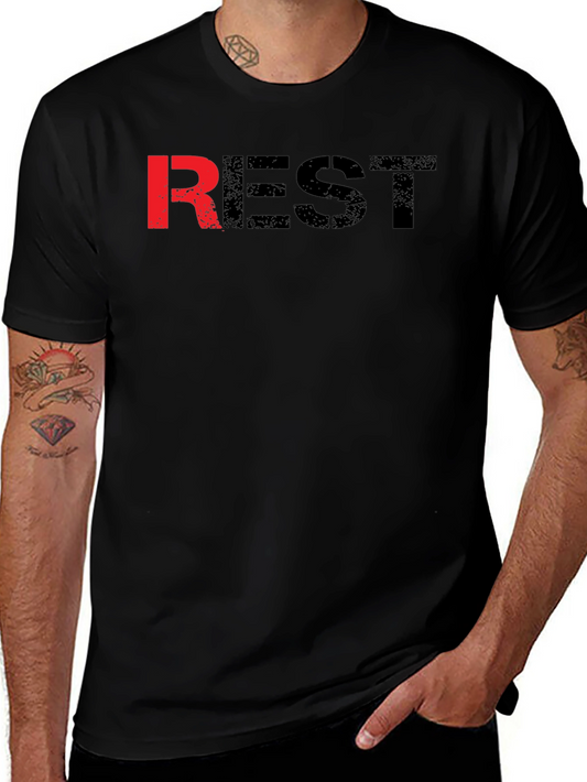 Mens Black REST Graphic T-Shirt