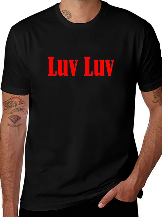 Luv Luv Graphic Tee - Bold Red Text on Black