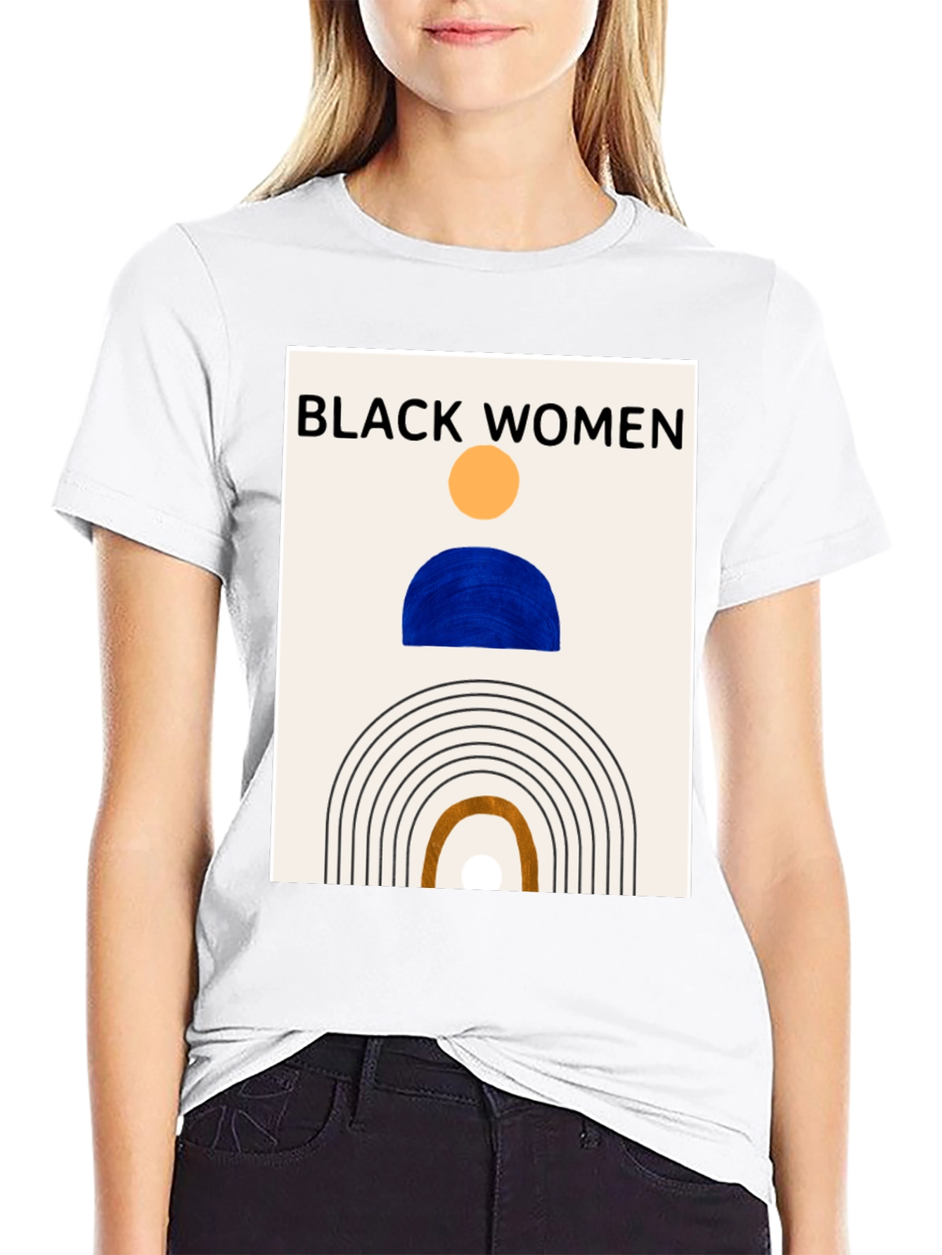 Black Women Graphic Tee - Modern Art T-Shirt