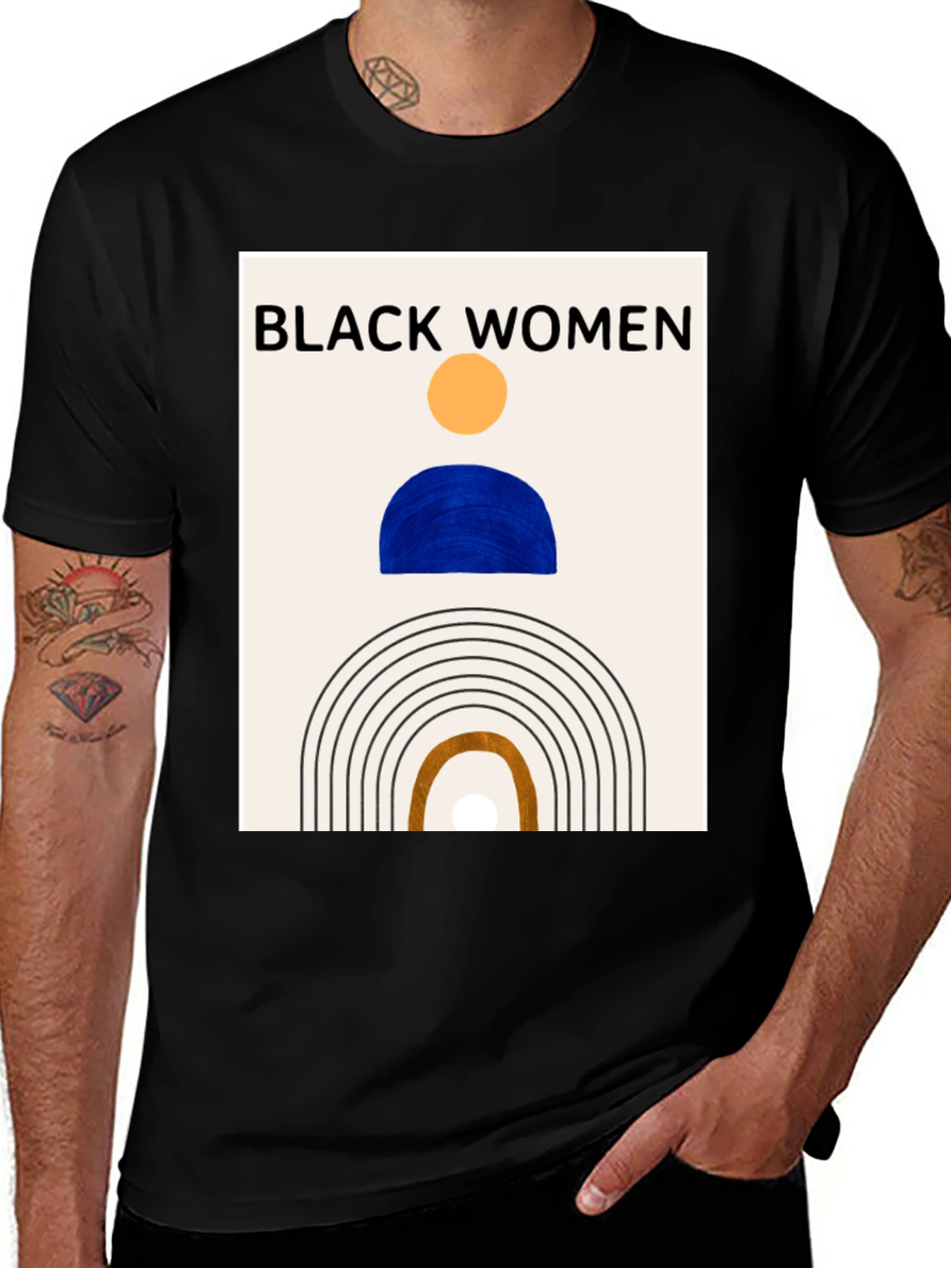 Black Women Graphic Tee - Modern Art T-Shirt
