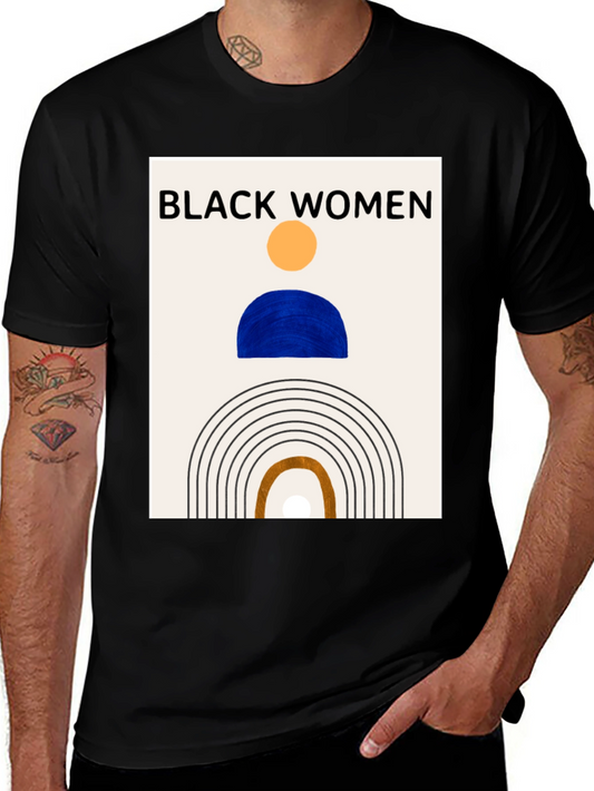 Black Women Graphic Tee - Modern Art T-Shirt