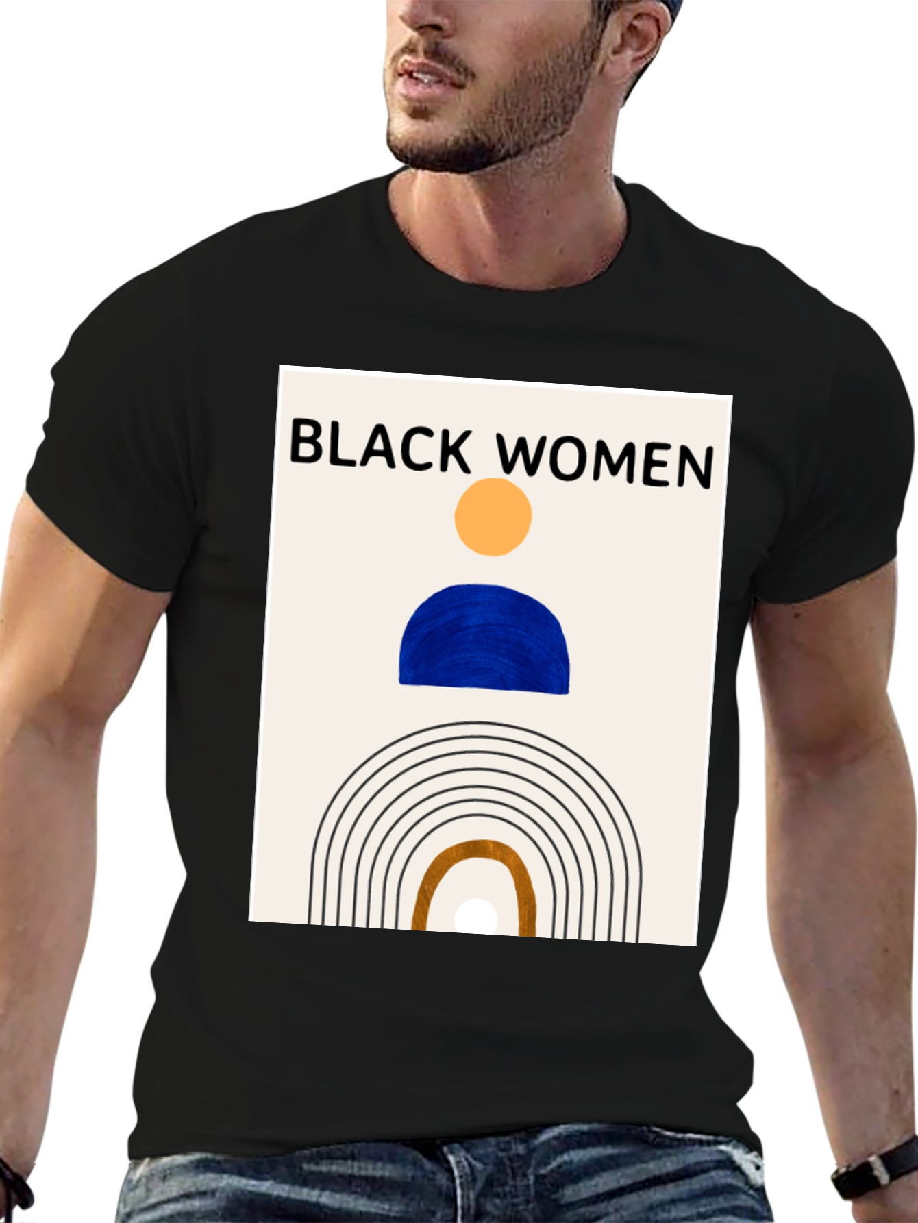 Black Women Graphic Tee - Modern Art T-Shirt