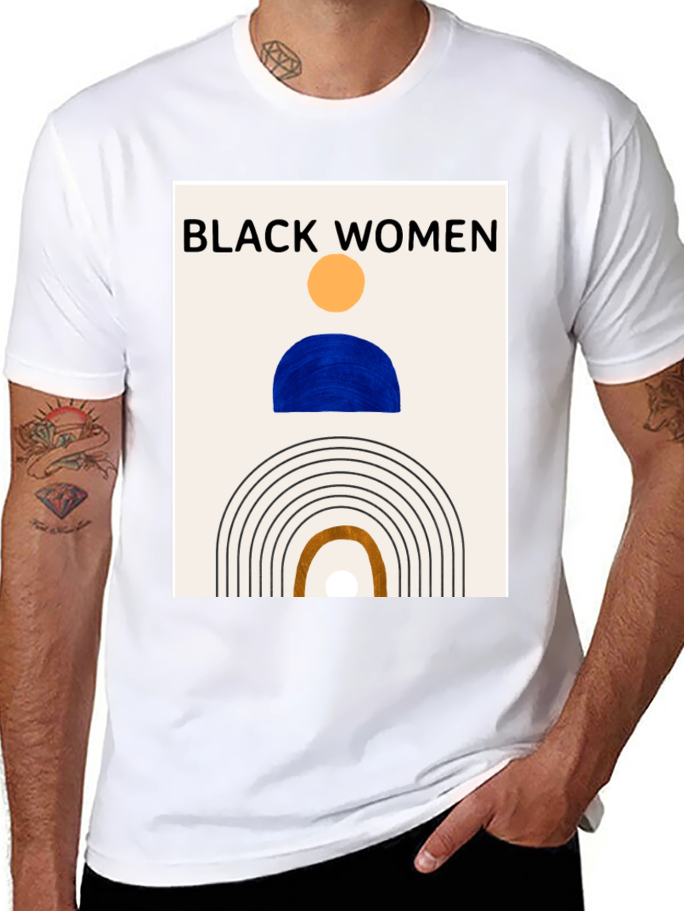 Black Women Graphic Tee - Modern Art T-Shirt