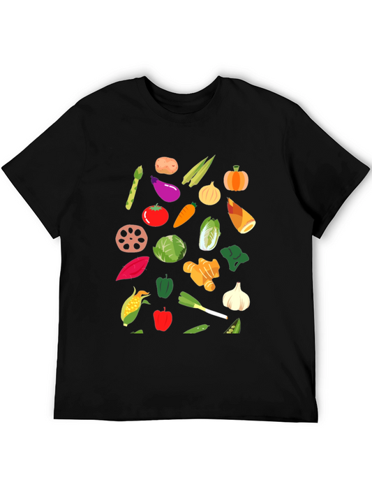 Vegetable Print Crew Neck T-Shirt