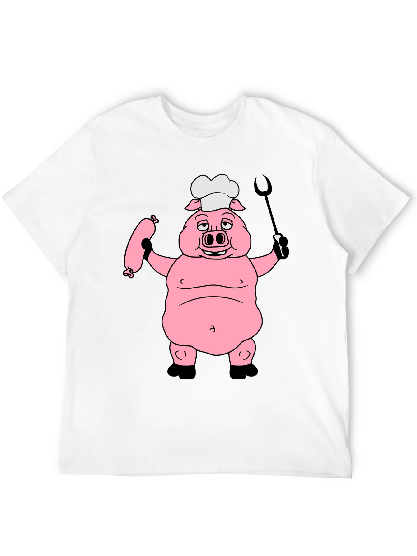 Chef Pig Graphic Tee - Black Cotton T-Shirt