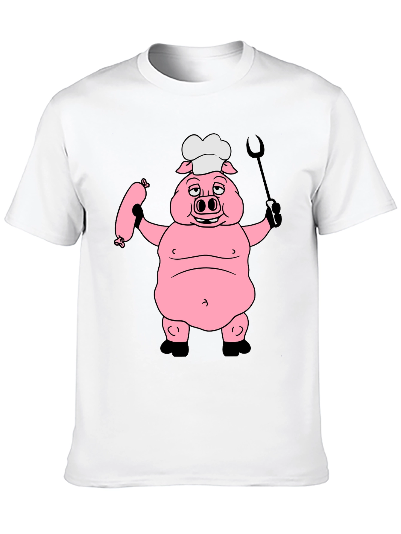 Chef Pig Graphic Tee - Black Cotton T-Shirt