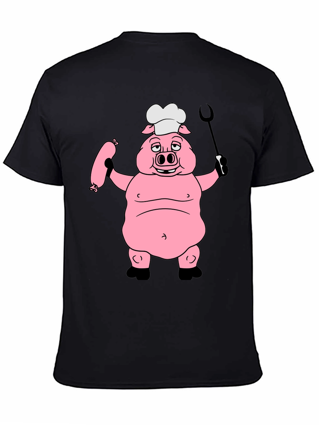 Chef Pig Graphic Tee - Black Cotton T-Shirt