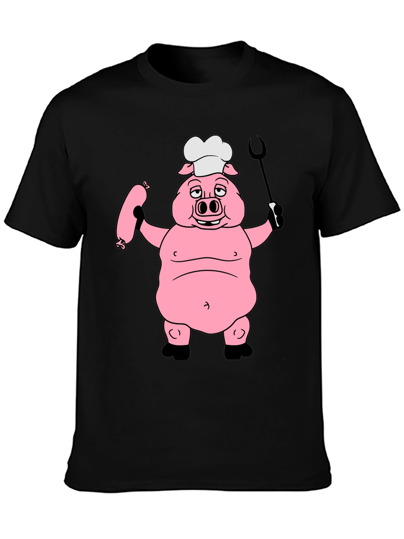 Chef Pig Graphic Tee - Black Cotton T-Shirt