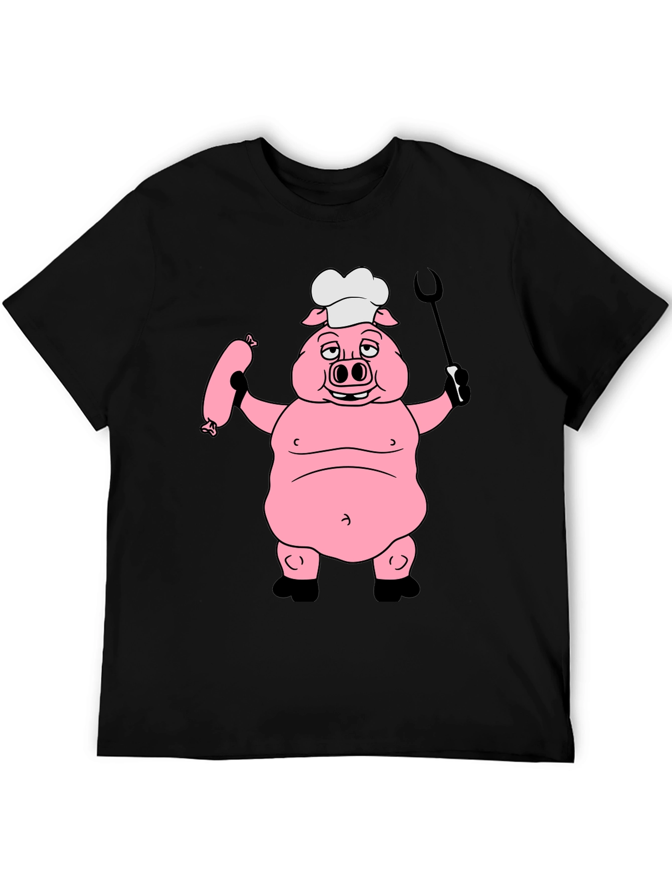 Chef Pig Graphic Tee - Black Cotton T-Shirt
