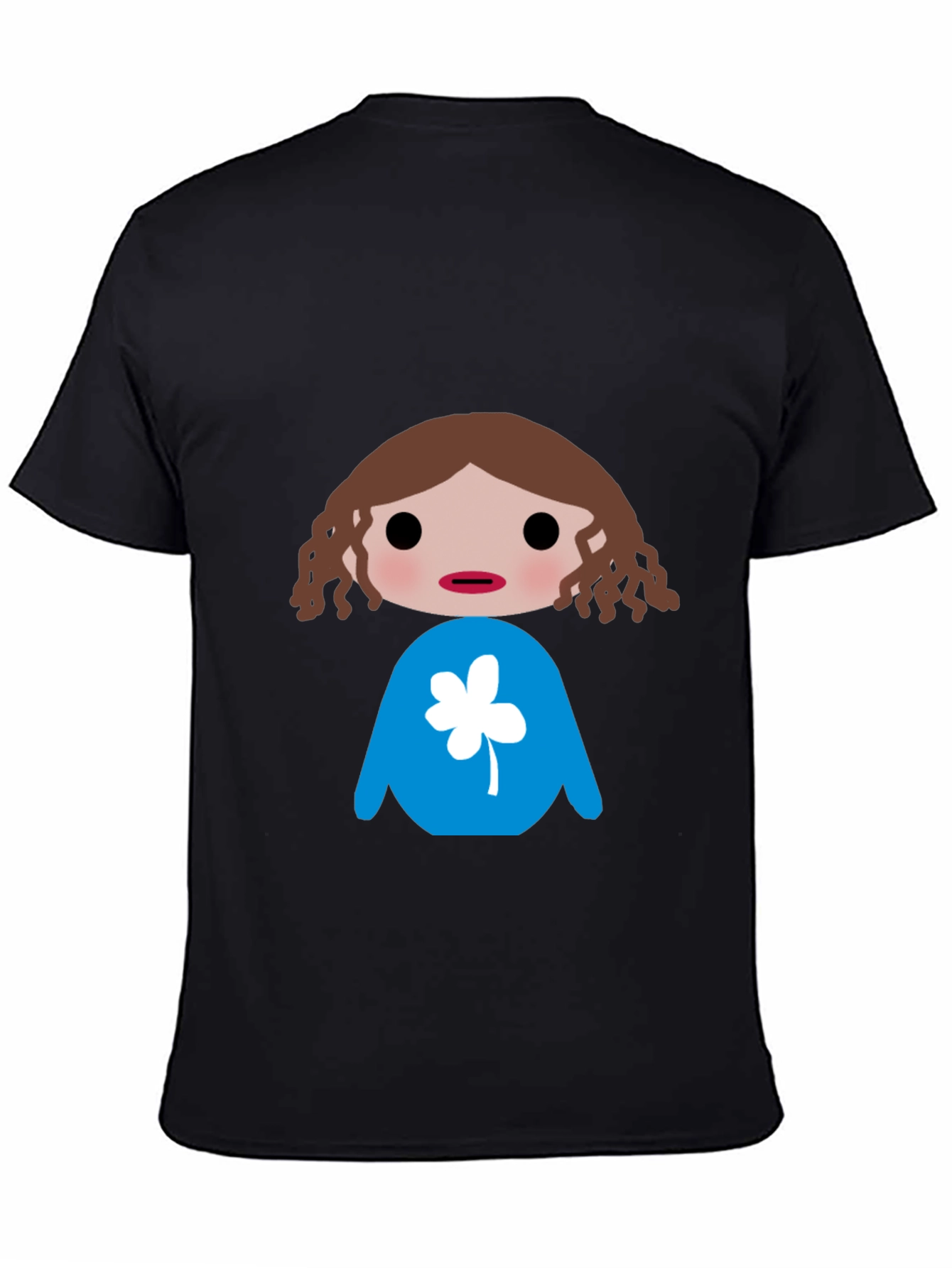 Black T-Shirt with Cartoon Character Design