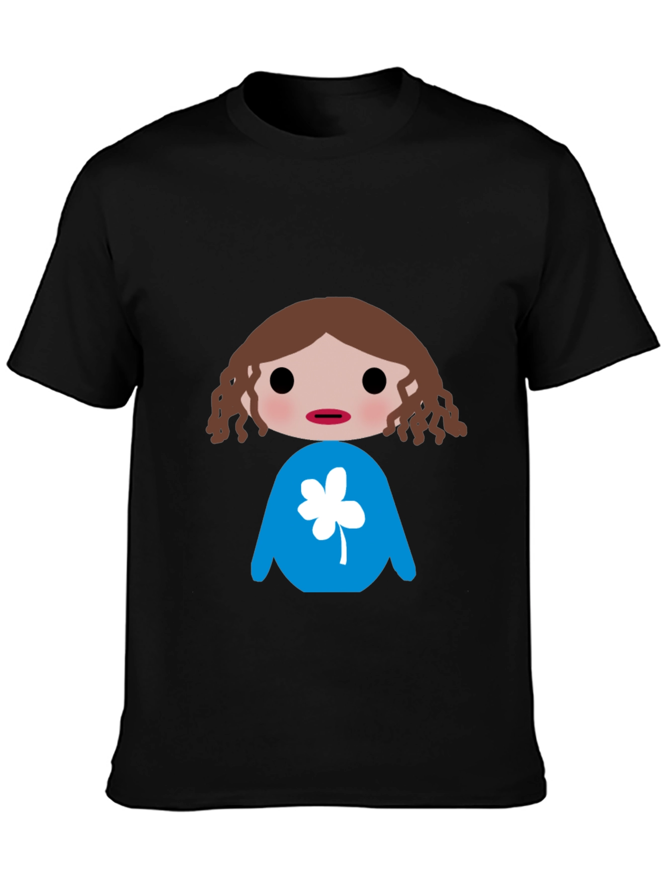 Black T-Shirt with Cartoon Character Design