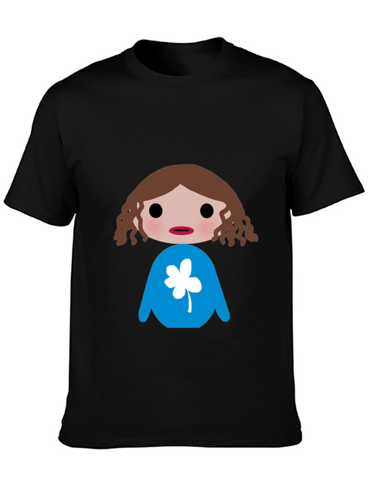 Black T-Shirt with Cartoon Character Design