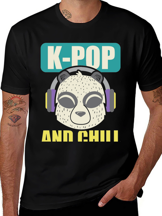 K-Pop and Chill Panda Graphic T-Shirt
