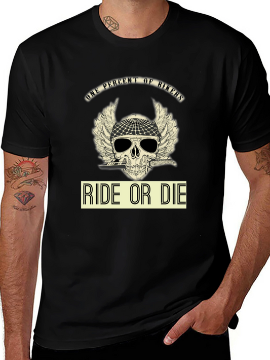 Ride or Die Biker T-Shirt - Skull Design