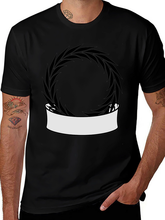 Modern Black T-Shirt with Wreath Graphic