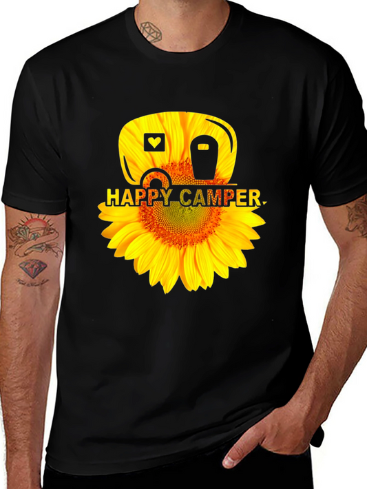 Happy Camper Sunflower Graphic Tee - Black