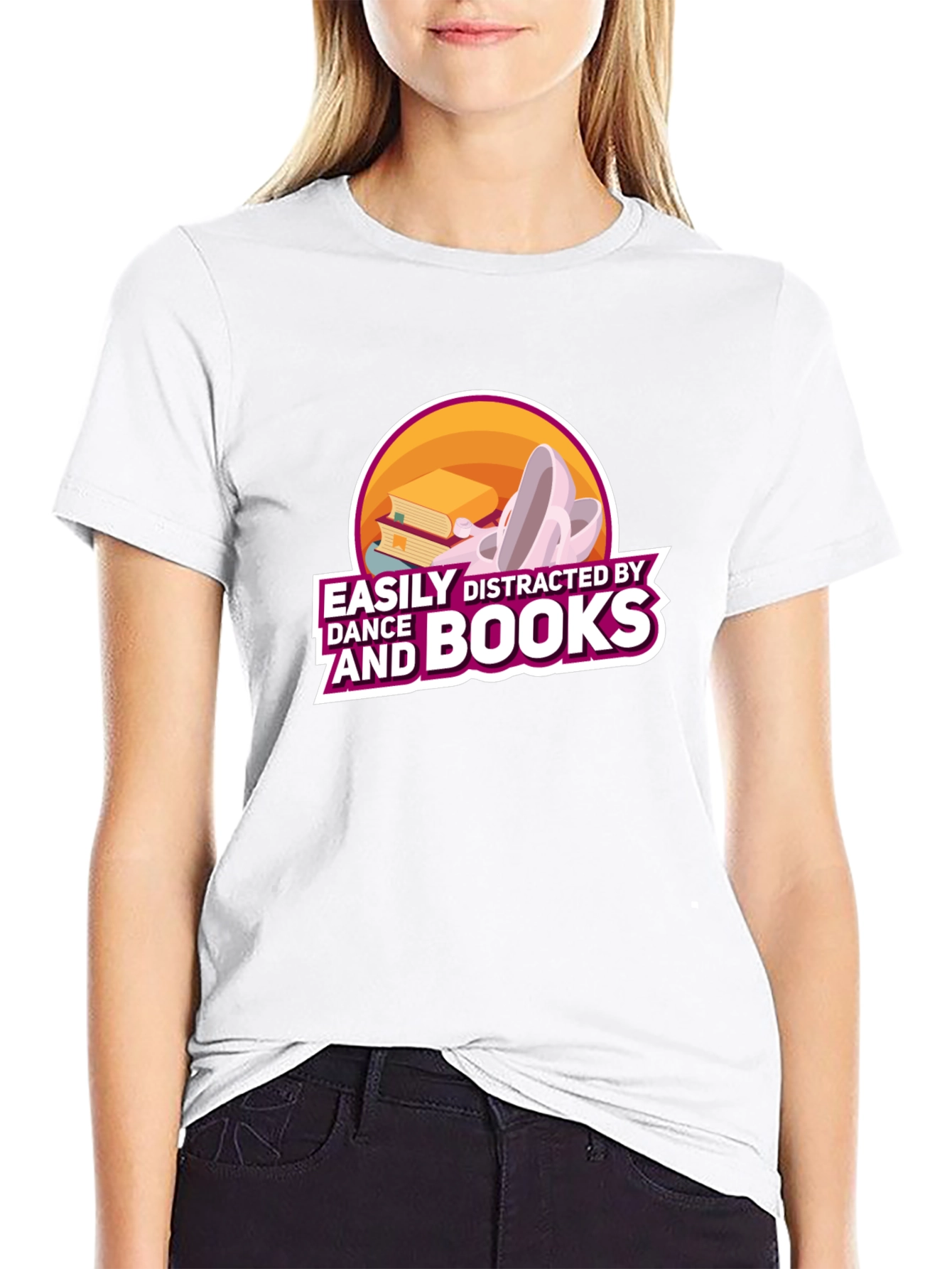Easily Distracted By Dance and Books Graphic Tee