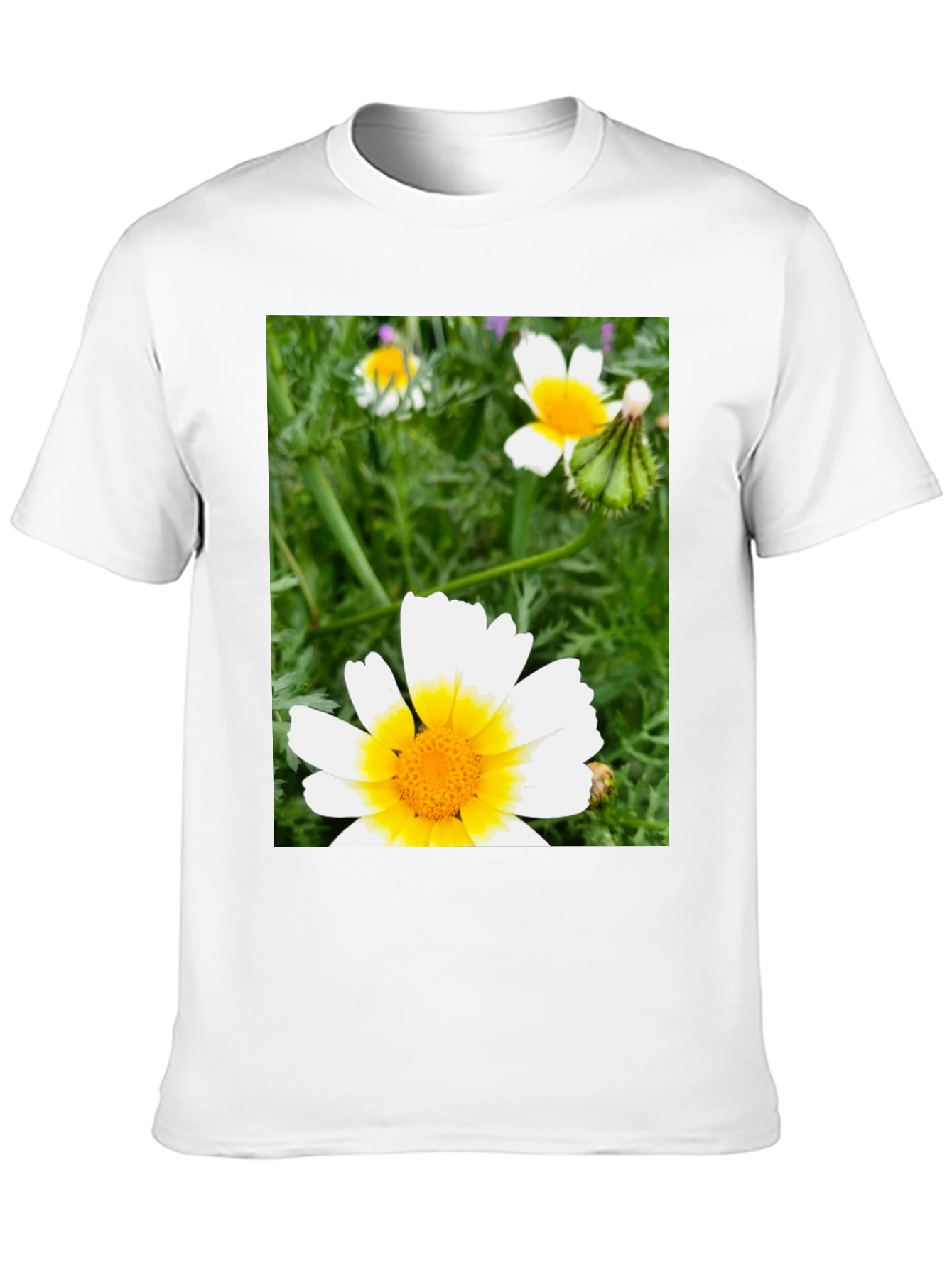 Daisy Flower Graphic T-Shirt - Casual Black Tee