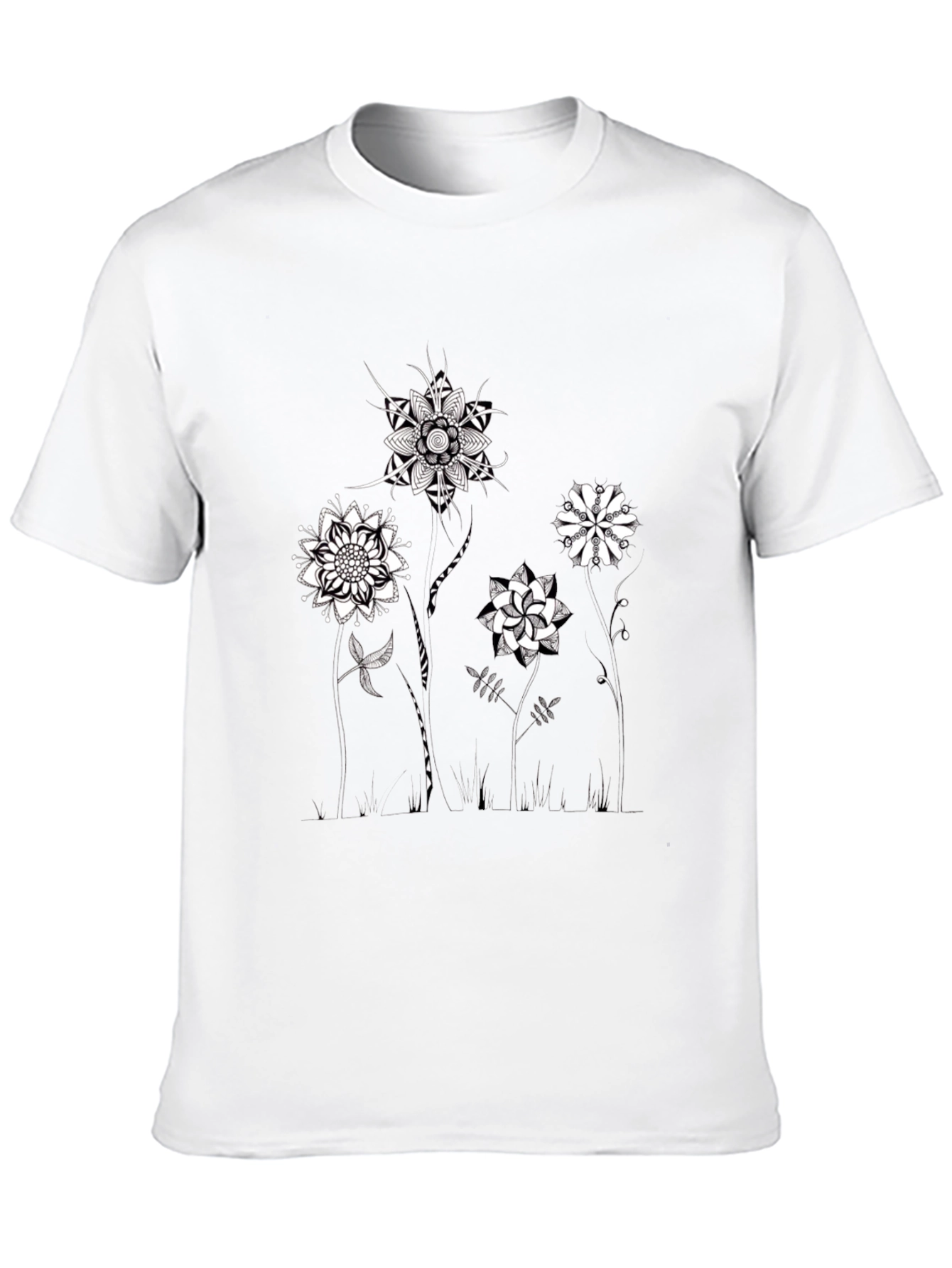Abstract Floral Graphic Black T-Shirt