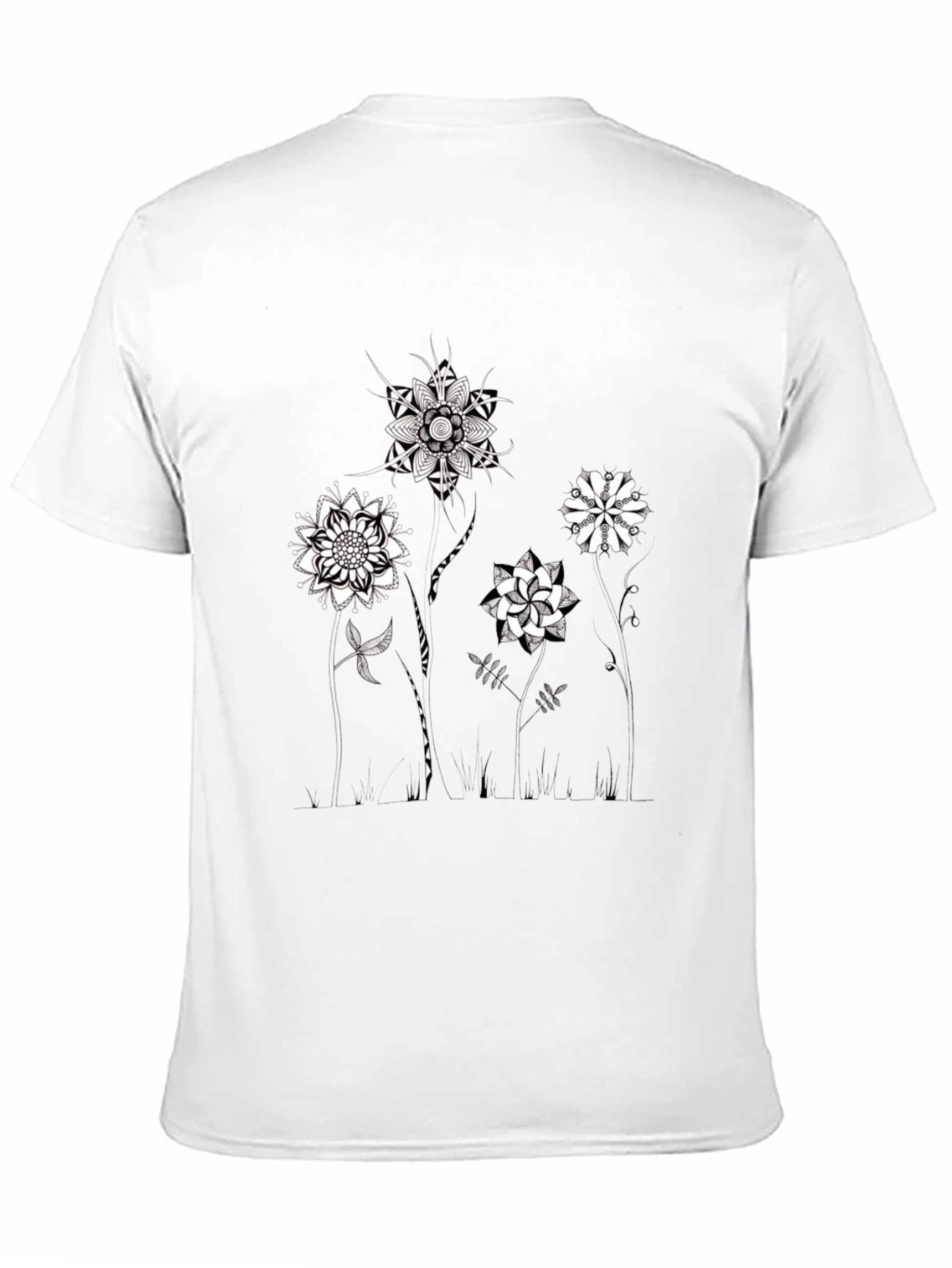 Abstract Floral Graphic Black T-Shirt