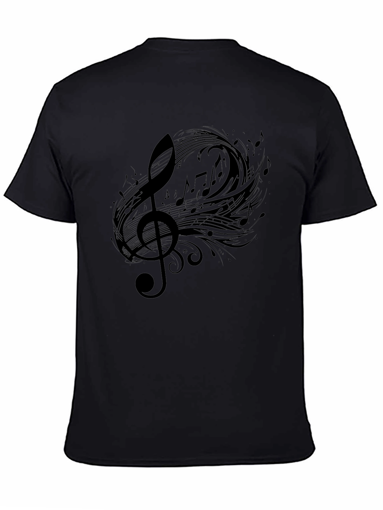 Musical Note Graphic Tee - Black