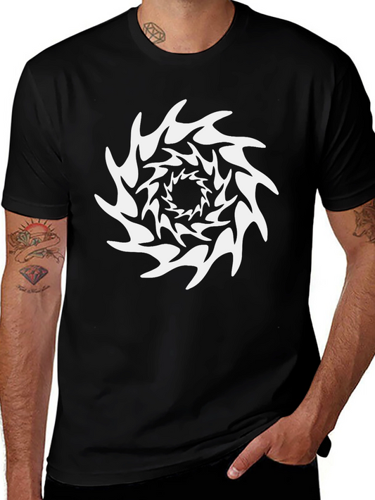 Abstract Swirl Graphic Tee - Black Cotton Blend