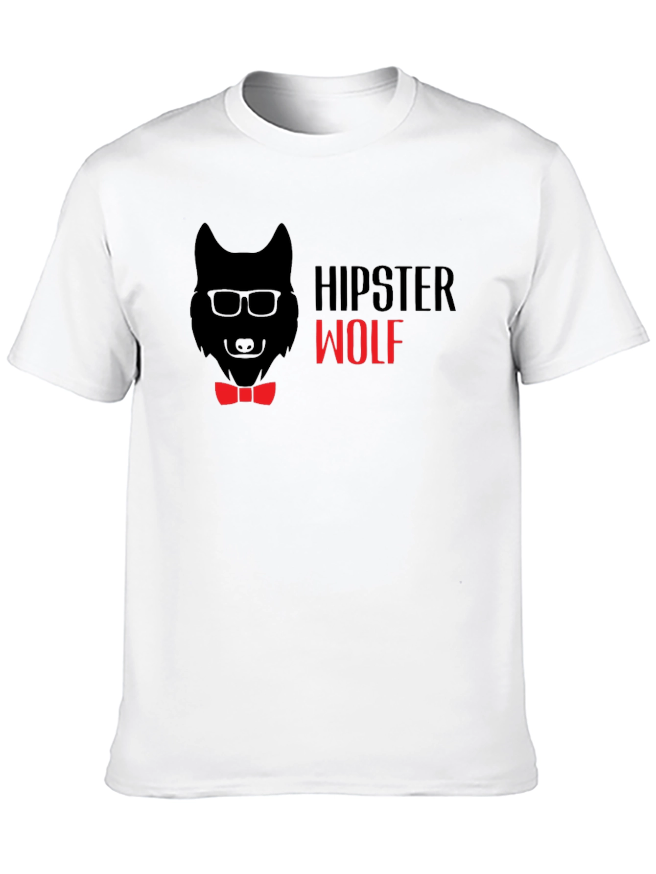 Hipster Wolf Graphic Tee - Black