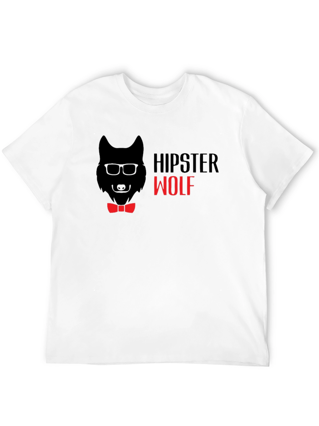 Hipster Wolf Graphic Tee - Black